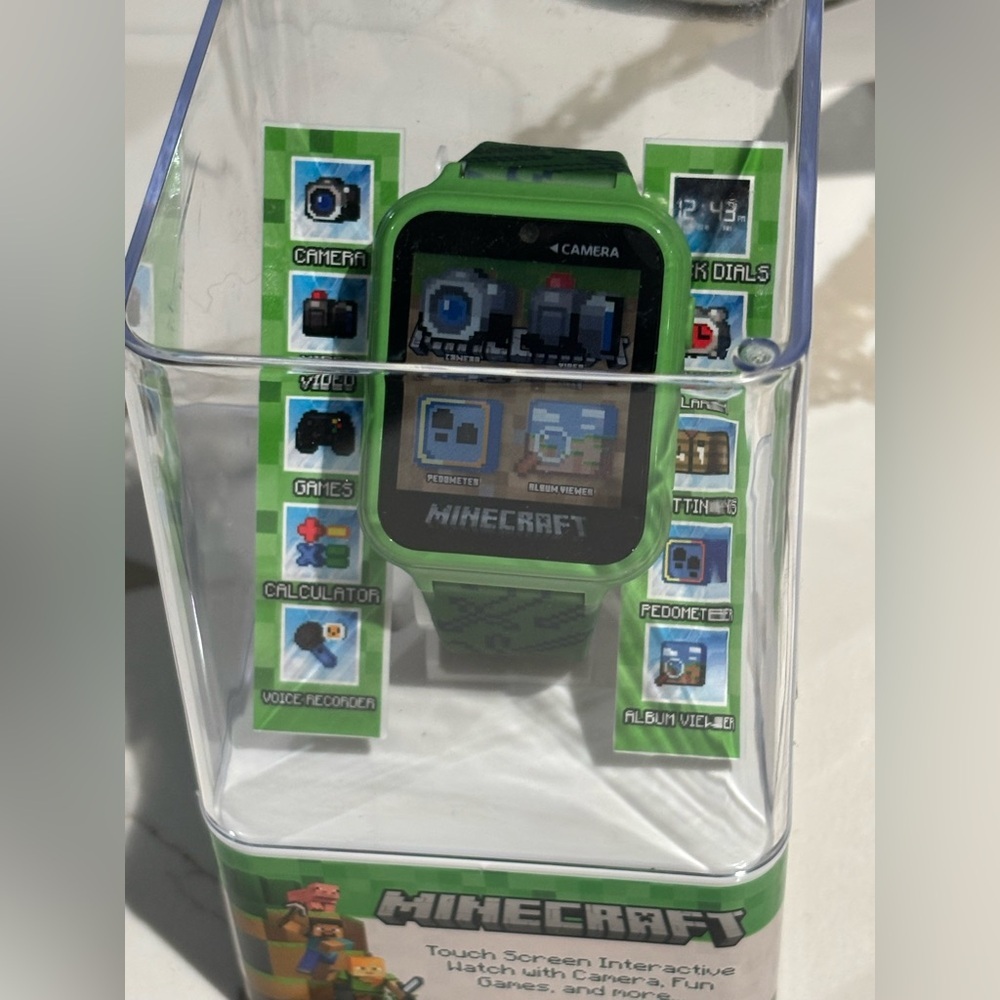 Accutime Minecraft Kids Green Educational Learning Touchscreen Smart Watch Toy